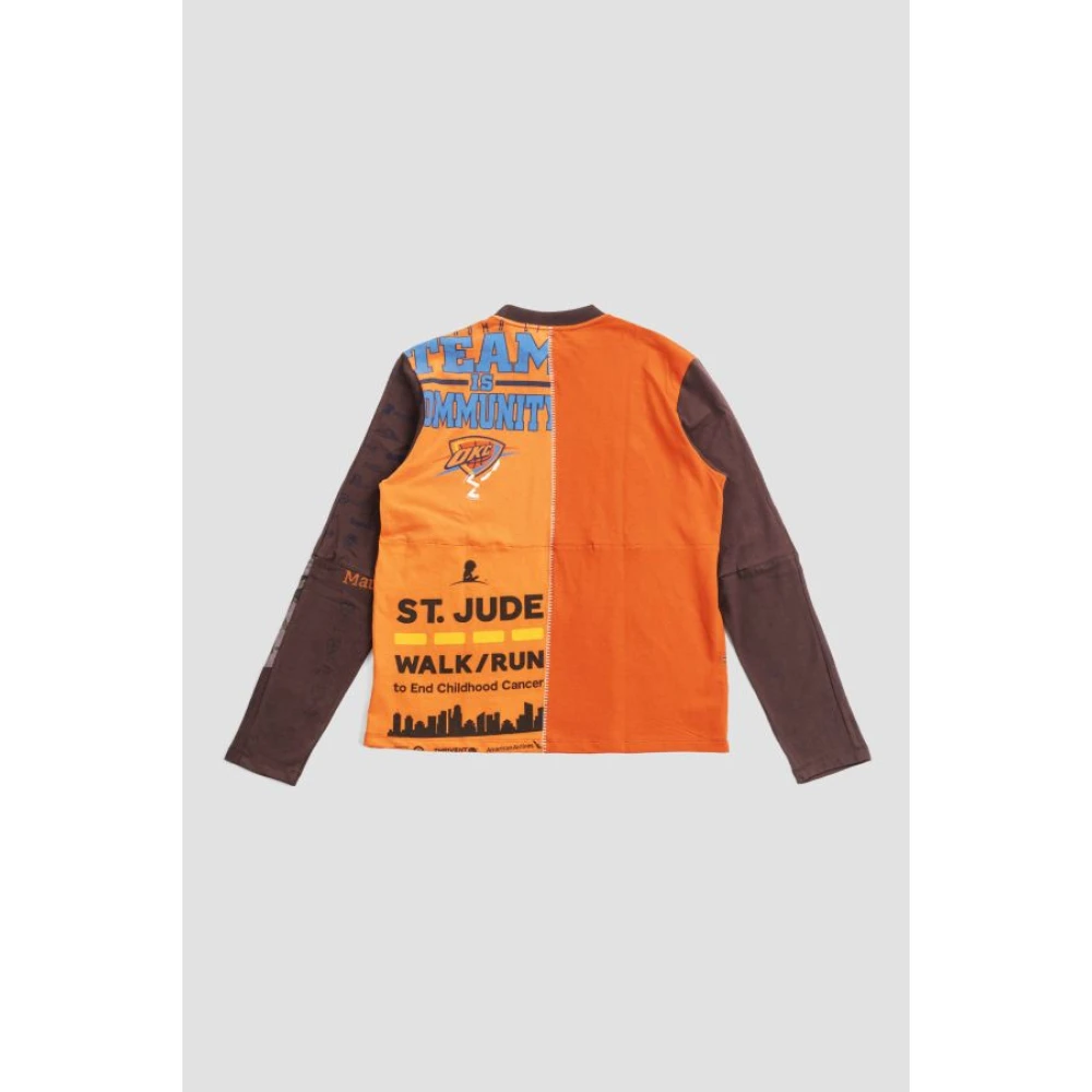 Marine Serre Upcycled grafisch T-shirt in oranje Orange Heren