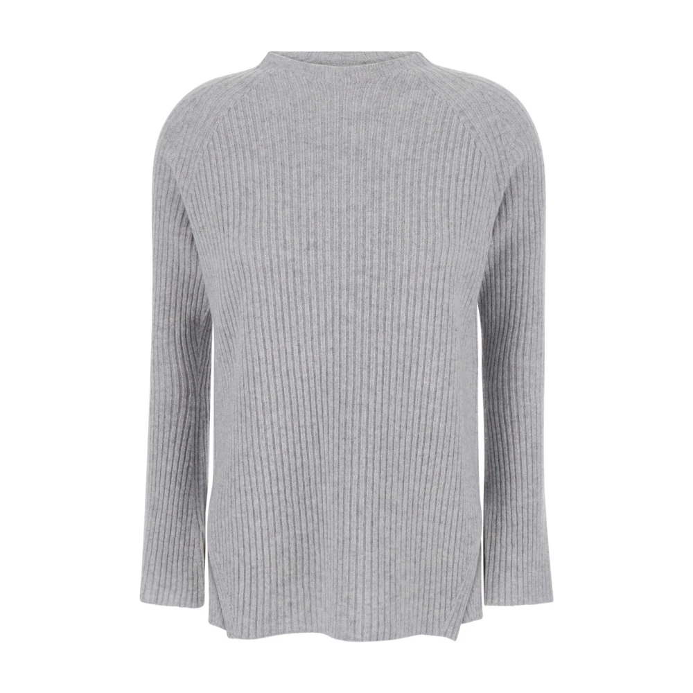 Twinset Grijze Ribgebreide Trui U-Hals Gray Dames