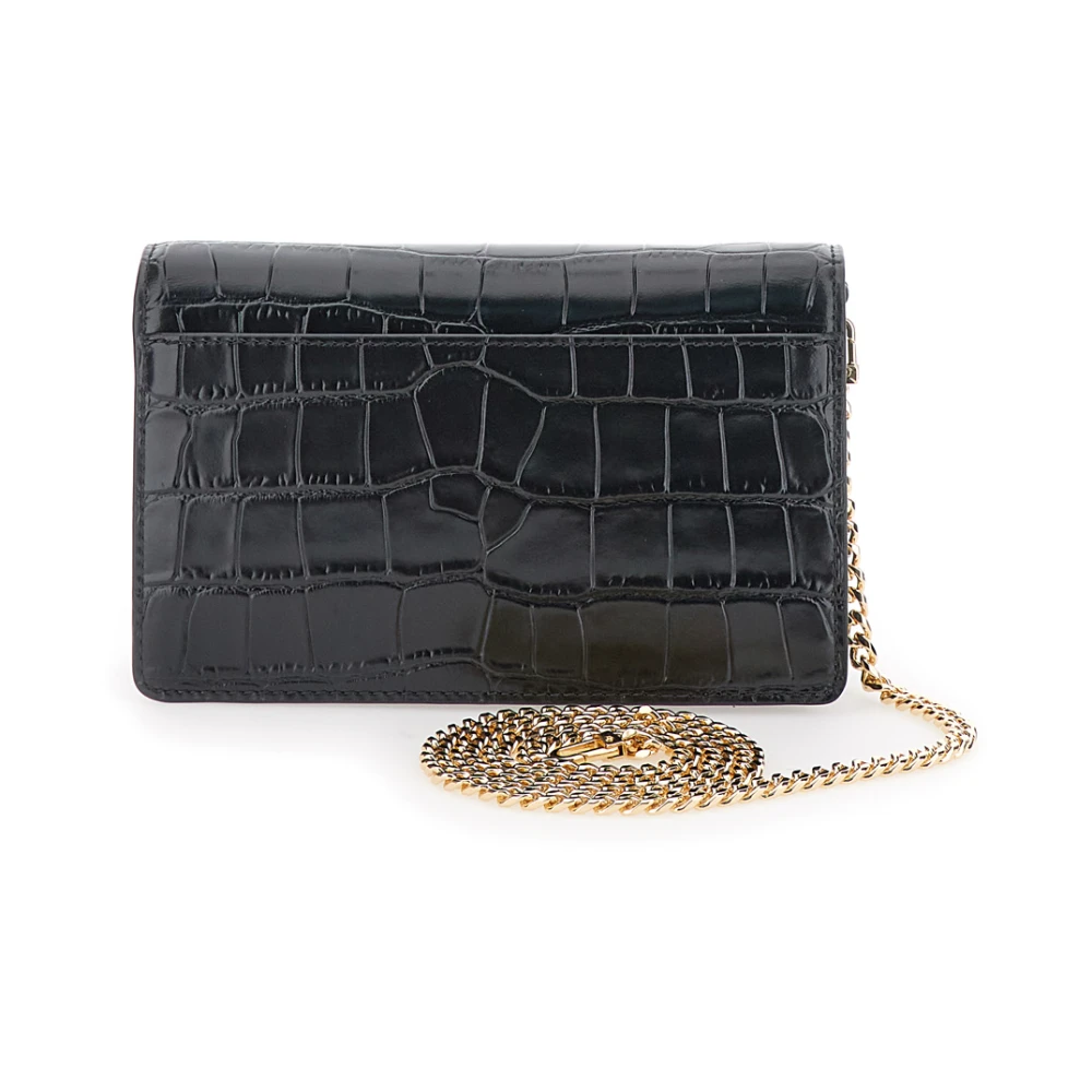 Michael Kors Zwarte Crossbody Tas met Flap Ketting Black Dames