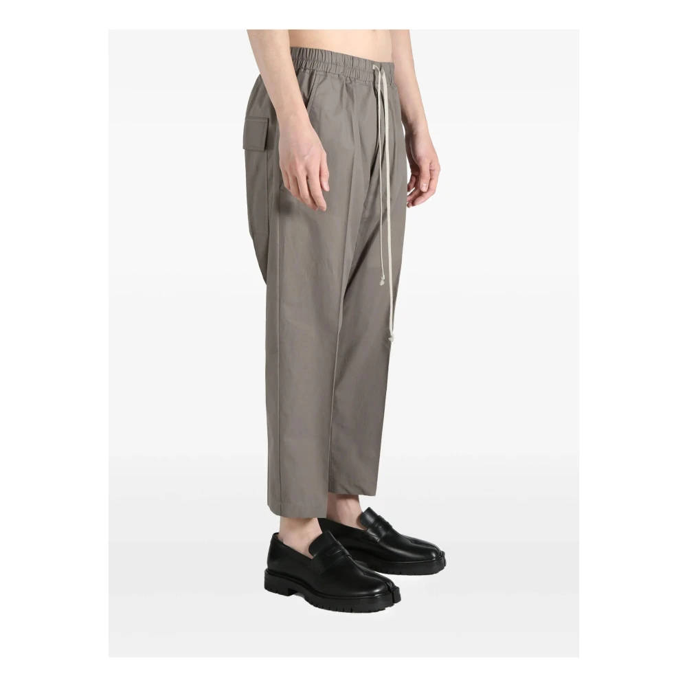 Rick Owens Grijze Katoenen Cropped Broek Elastische Taille Gray Heren