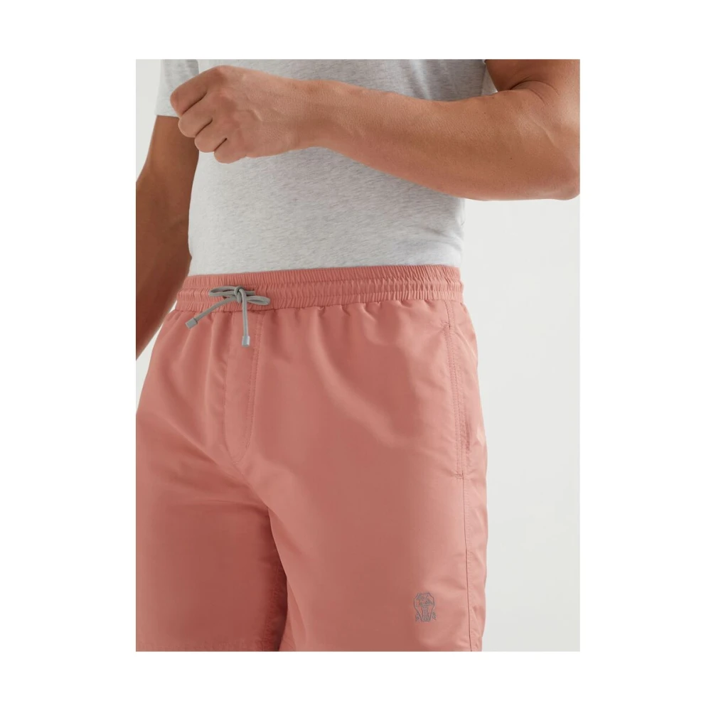 BRUNELLO CUCINELLI Zalmroze Beachwear met Trekkoord Tailleband Pink Heren