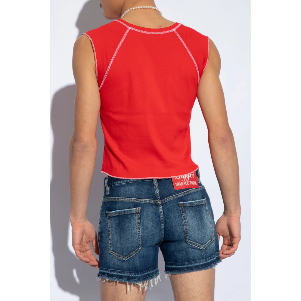 Dsquared2 Mouwloos T-shirt Red Heren