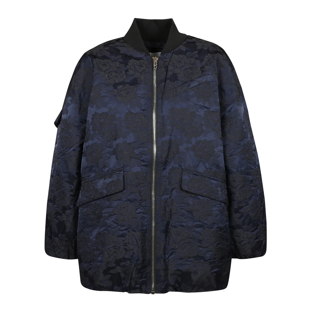 Ganni Blommig Jacquard Bomberjacka Blue, Dam