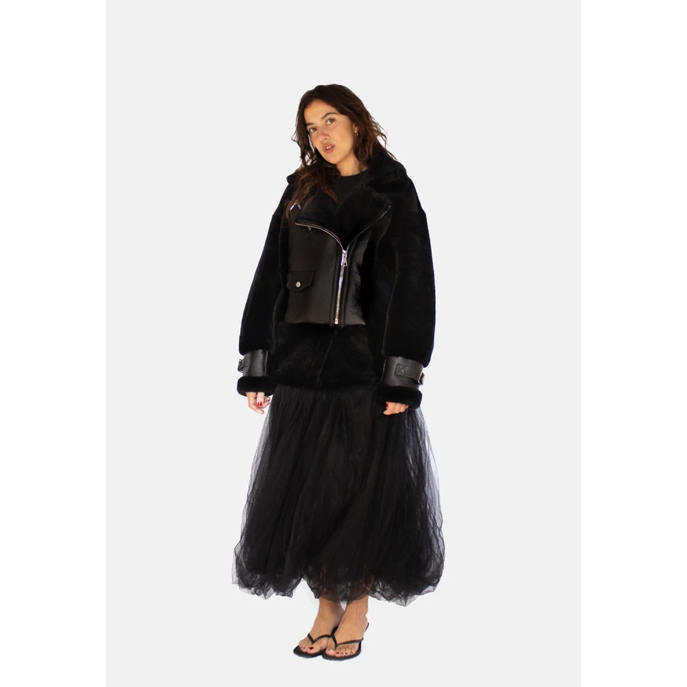Just Things we Like Mayu Lambskin Shearling Jacket Black Dames