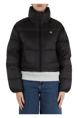 Cropped Vadderad Jacka med Logotyptryck