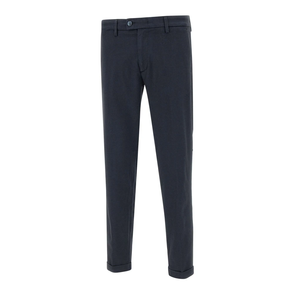 Re-Hash Blauwe Houndstooth Slim Fit Broek Blue Heren