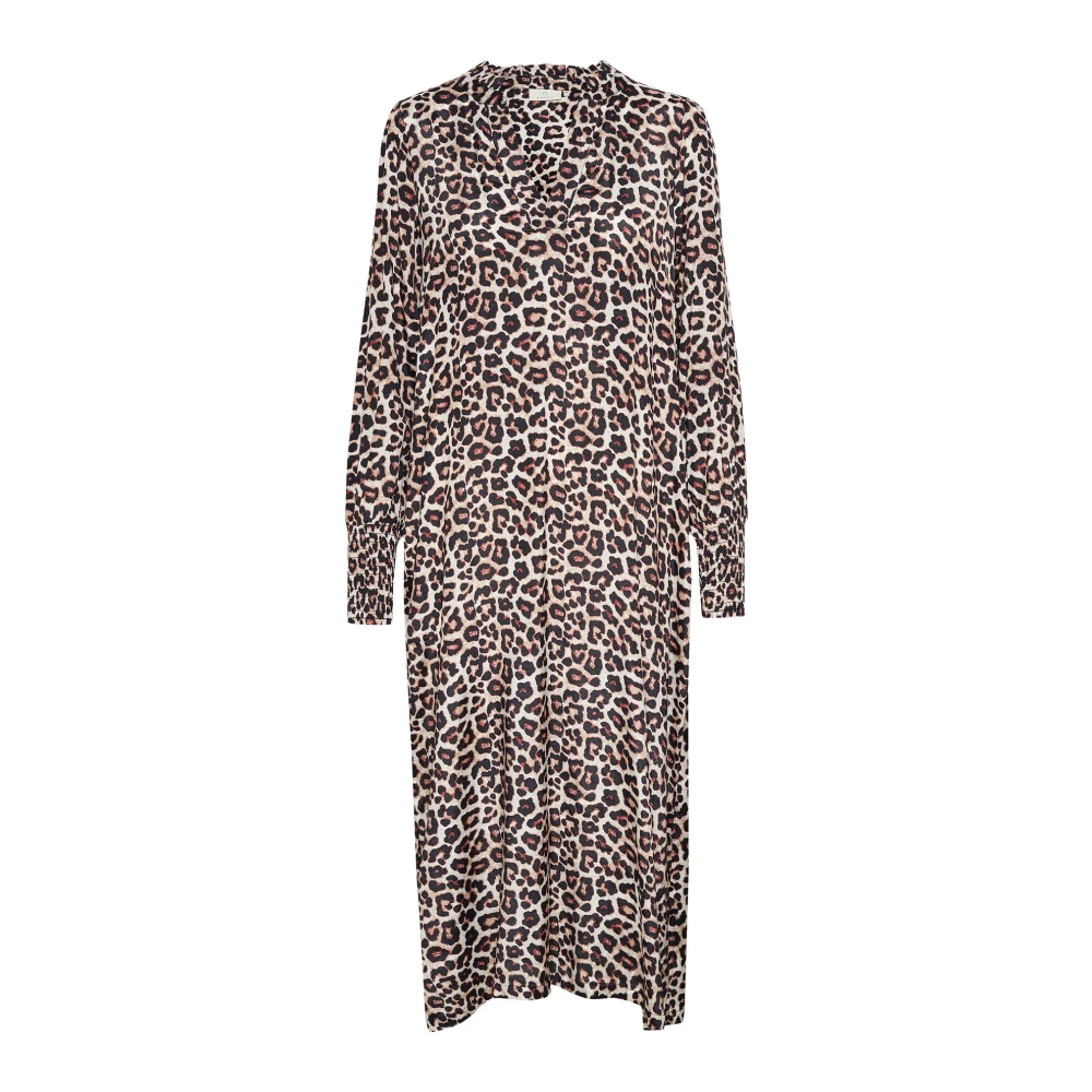 Kaffe Abstract Leo Print Jurk Brown Dames