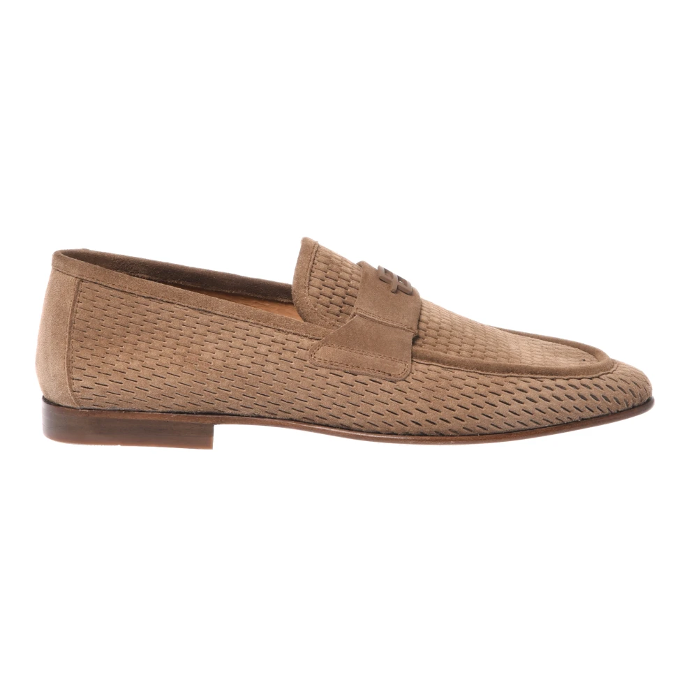 Baldinini Men's Brown Loafers, 7 Uk, Perforated Suede Loafer