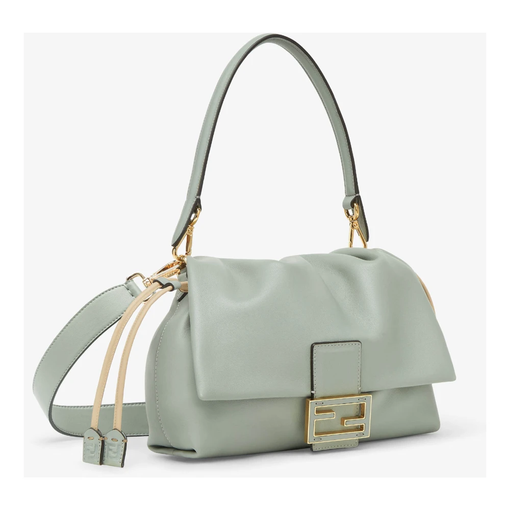 Fendi Groene Oversized Metalen Gesp Schoudertas Green Dames