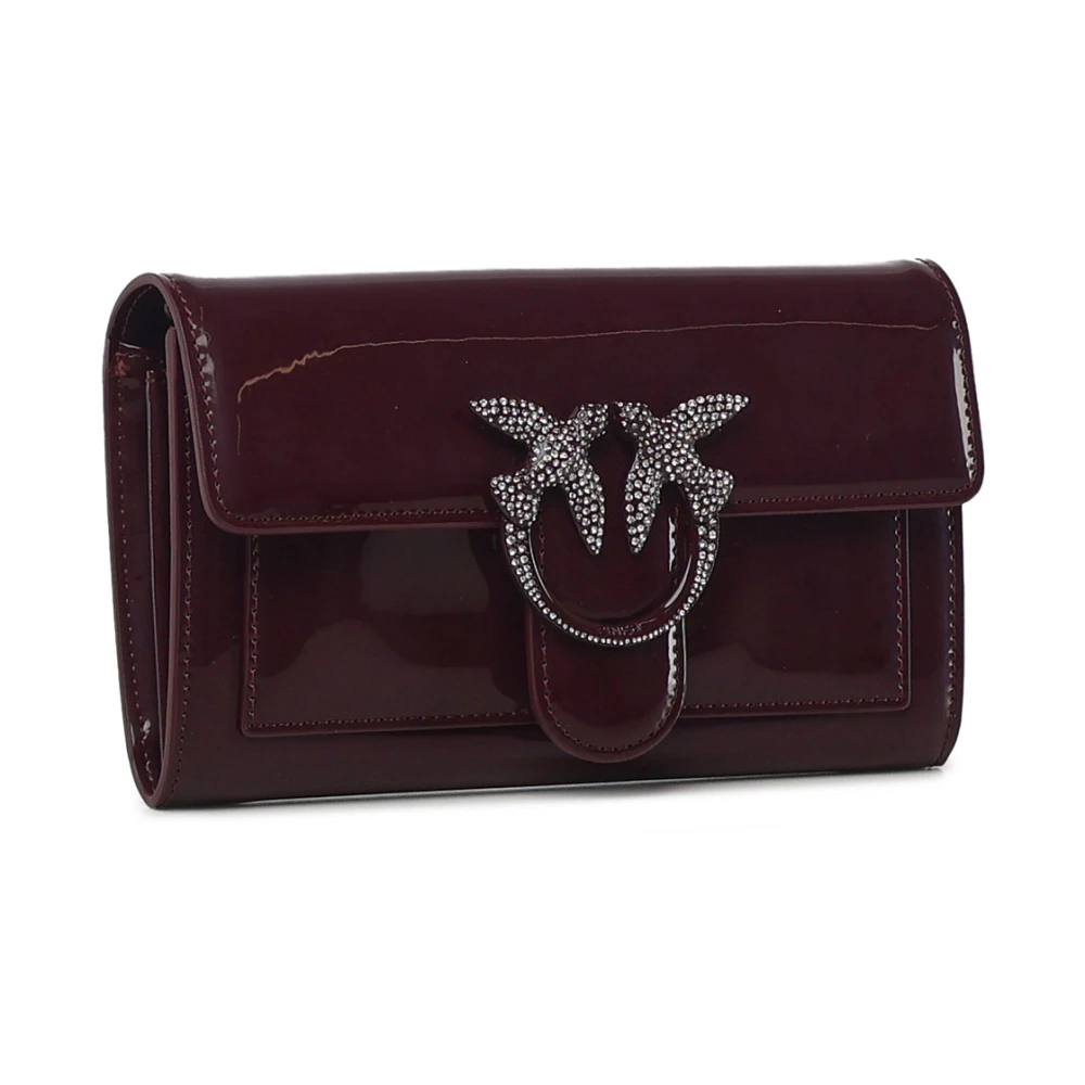 pinko Vogels Logo Lakleren Schoudertas Brown Dames