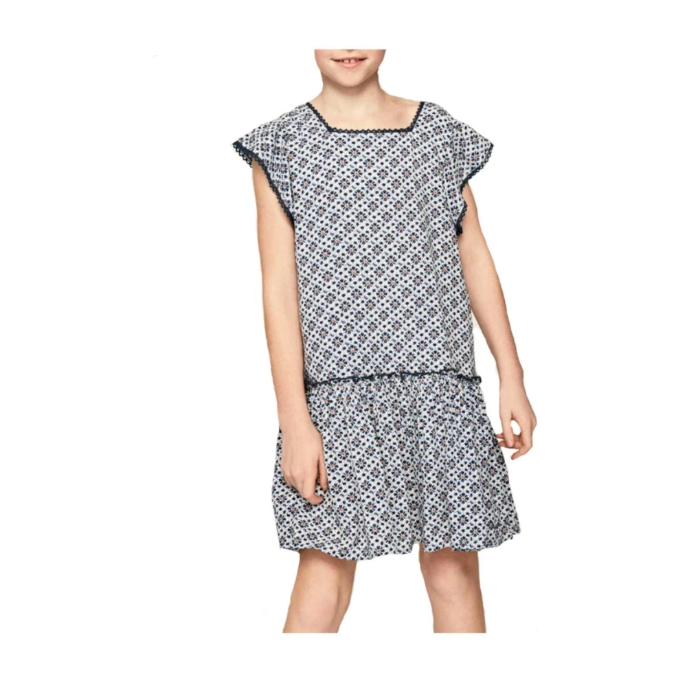 Pepe Jeans Girls Gray Dresses, 2 Y, Blue Floral Dress Lorena