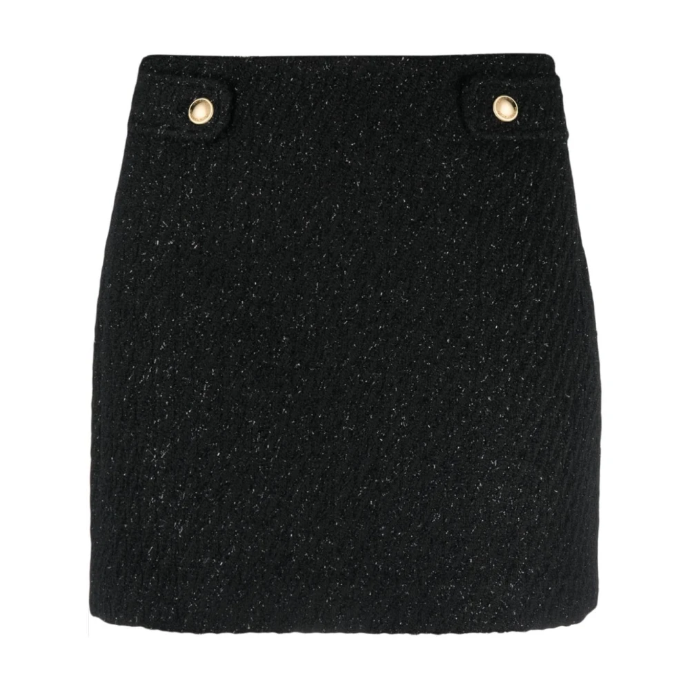 Michael Kors Zwart Tweed Minirok met Gouden Glitterdetails Black Dames