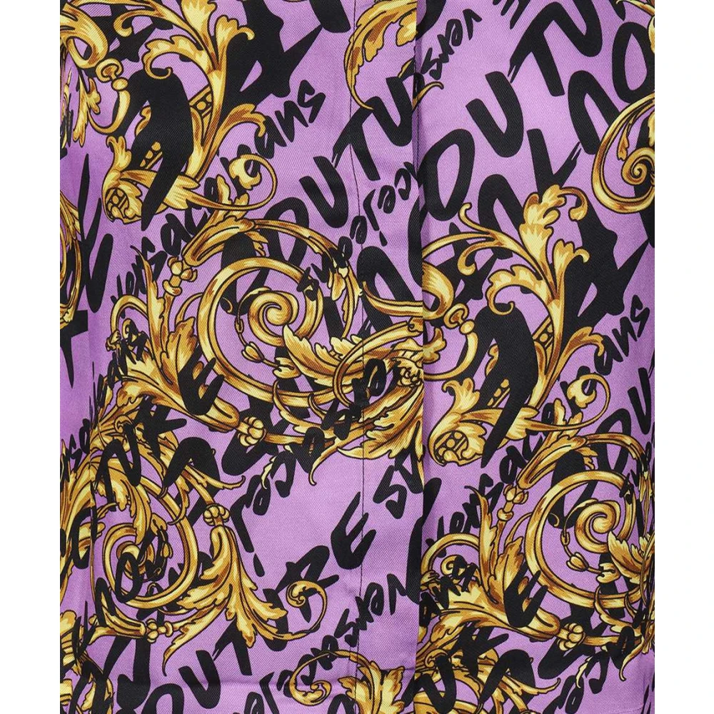 Versace Jeans Couture Viscose Shirt met Logo Print Purple Dames