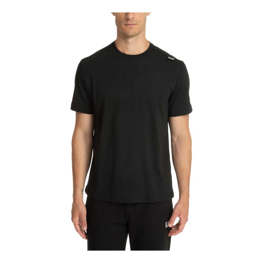 Emporio Armani EA7 Gestreept T-shirt met Logo Detail Black Heren