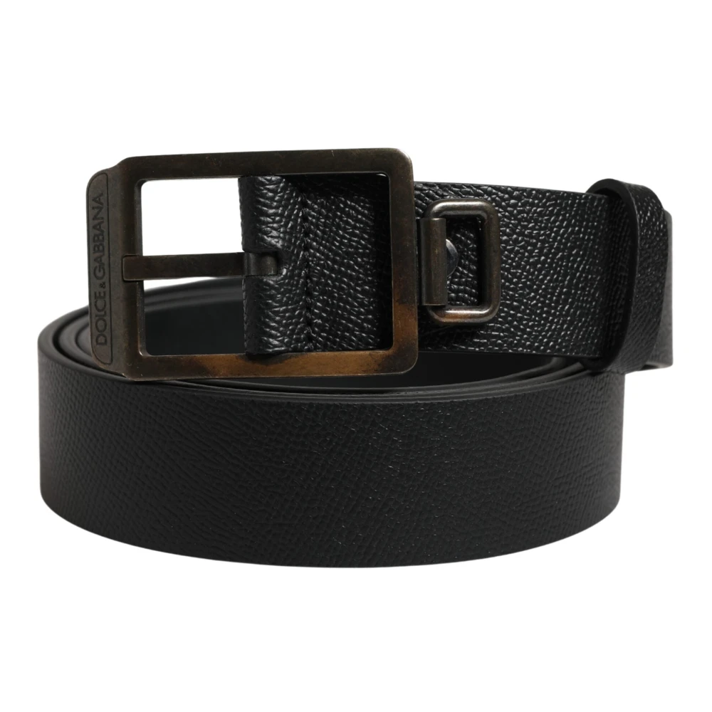 Dolce & Gabbana Men's Gold Calf Leather Metal Buckle Belt