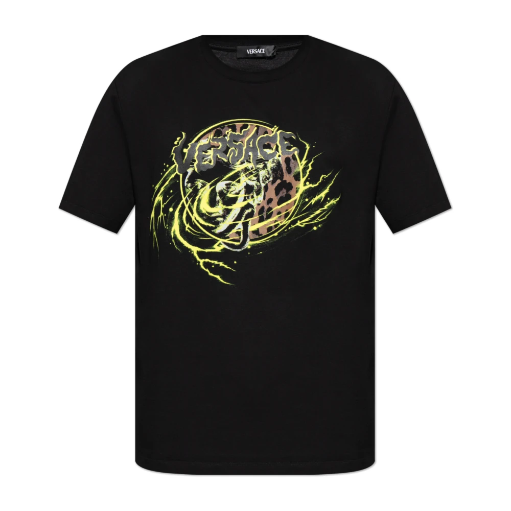 Versace T-shirt met print Black Heren