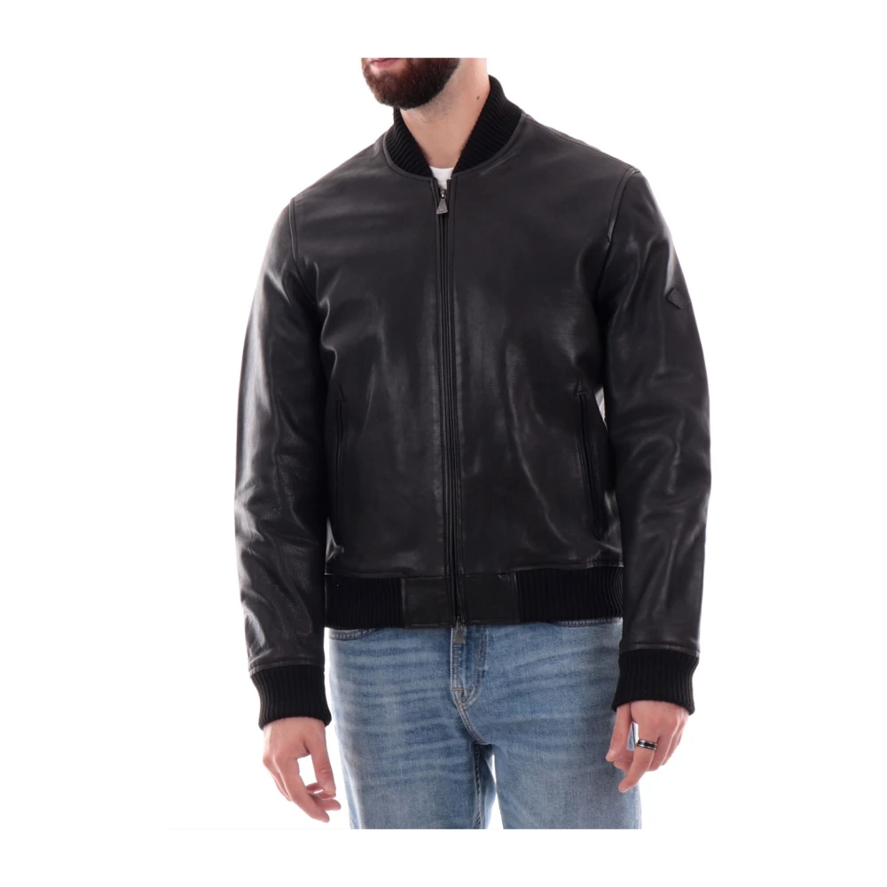 Roy Roger's Vintage Zwarte Leren Bomberjack Black Heren
