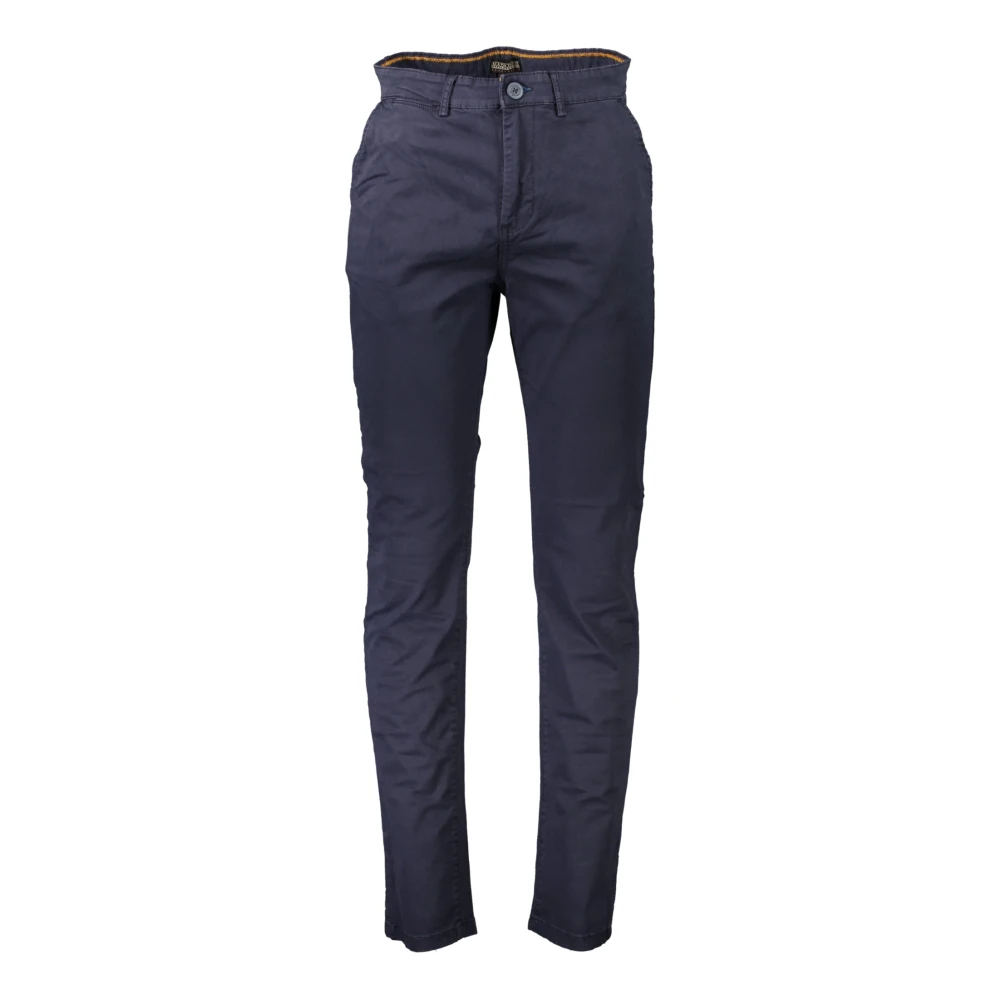 Napapijri Men's Blue Trousers- 5 Pockets- Button And Zip- Logo - Chinos - W30 - Trousers