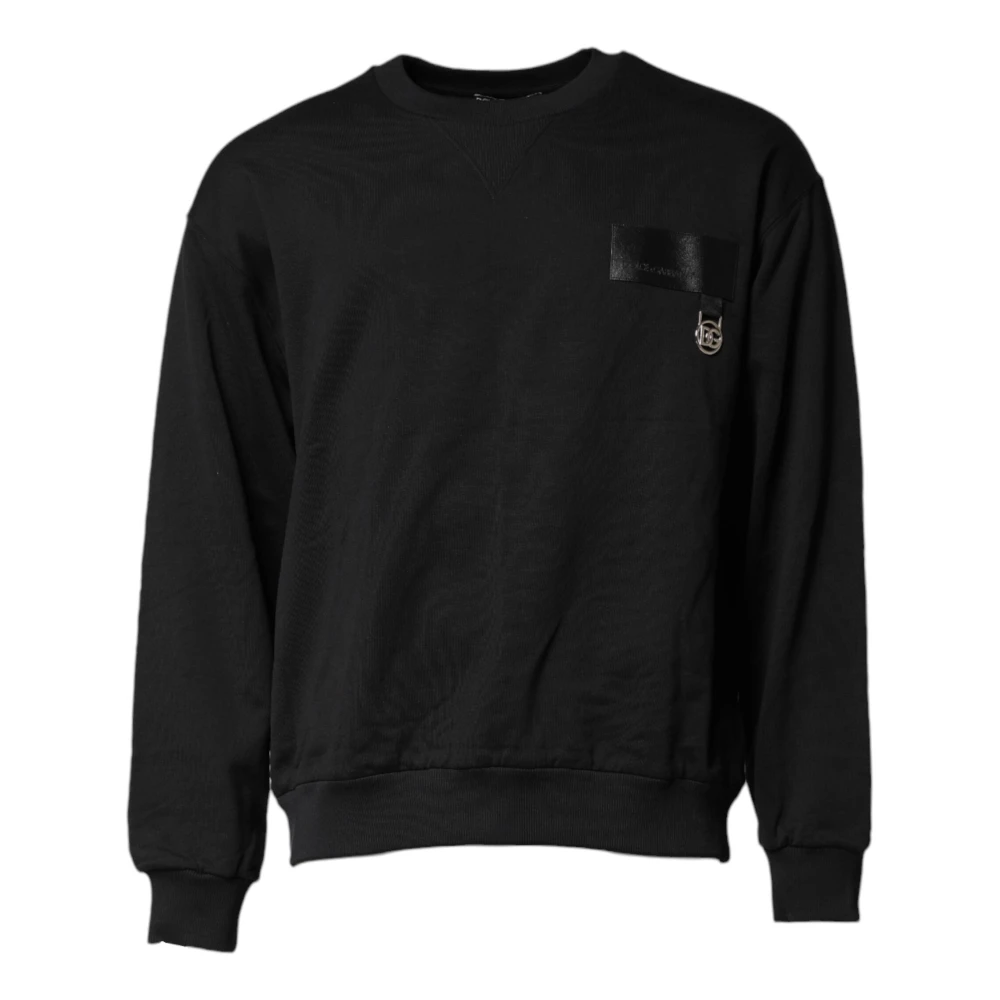 Dolce & Gabbana Men's Black Dg Logo Crew Neck Sweater