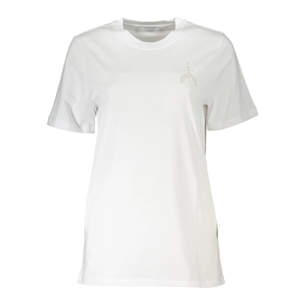 PATRIZIA PEPE Katoenen T-shirt met korte mouwen en logoborduursel White Dames