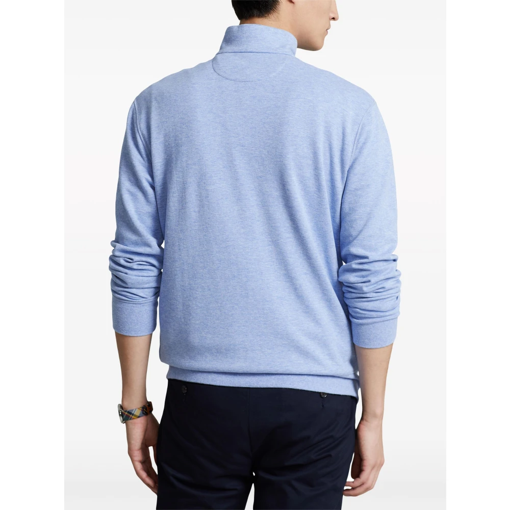 Polo Ralph Lauren Katoenen Half-Zip Gebreide Kleding met Geborduurd Logo Blue Heren