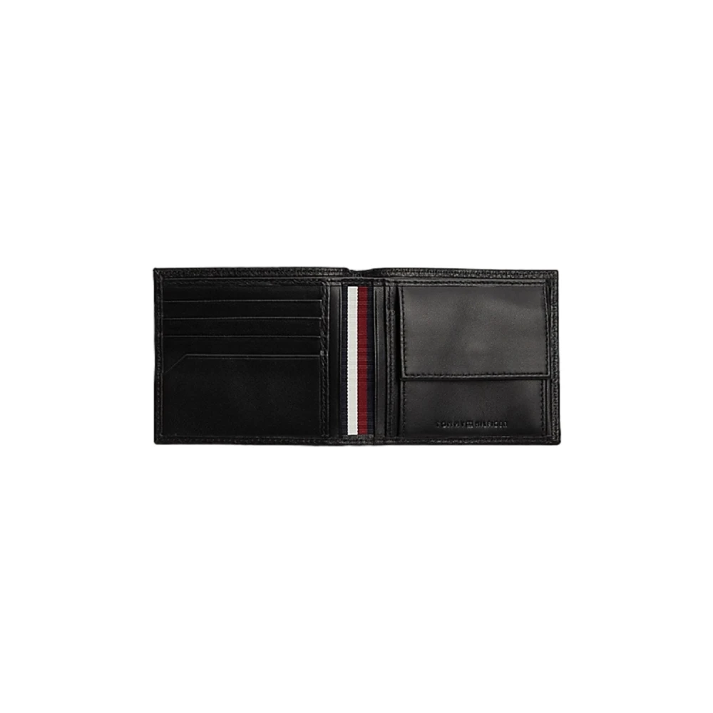 Tommy Hilfiger Zwarte leren portemonnee met georganiseerd interieur Black Heren