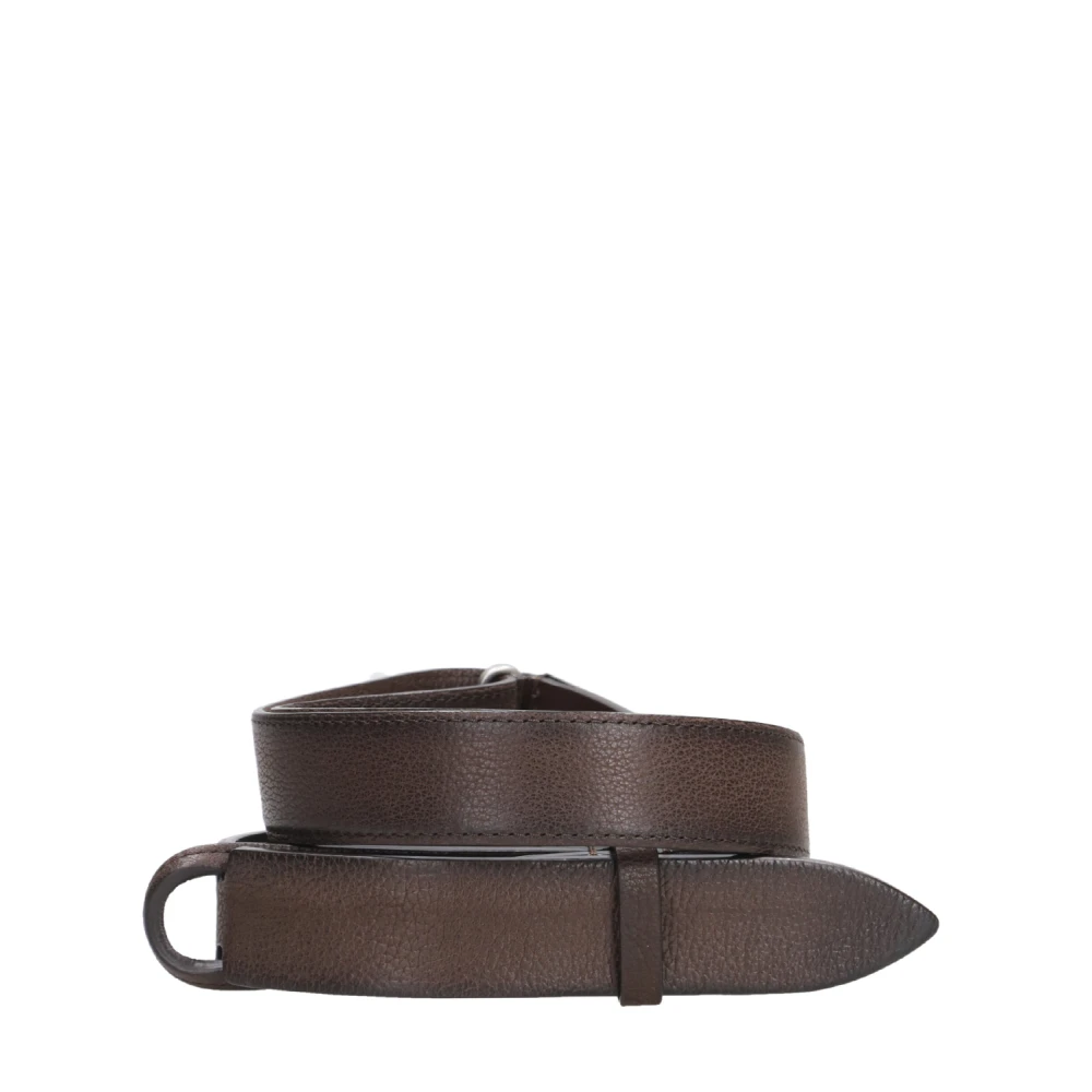 Orciani Bruin Nubuck Leren Ring Sluiting Riem Brown Heren