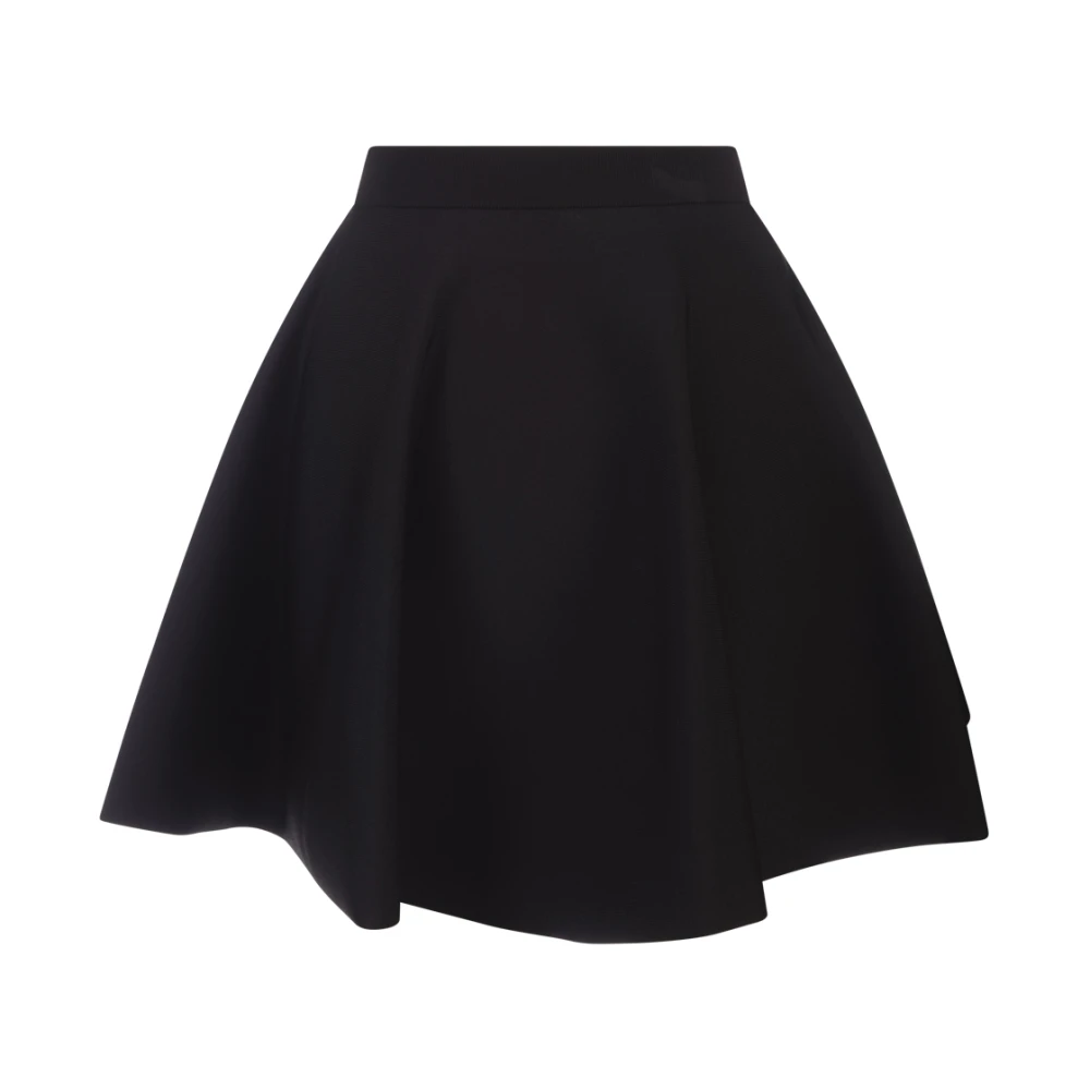 alexander mcqueen Zwart Gerend Rokje Geribbelde Tailleband Black Dames