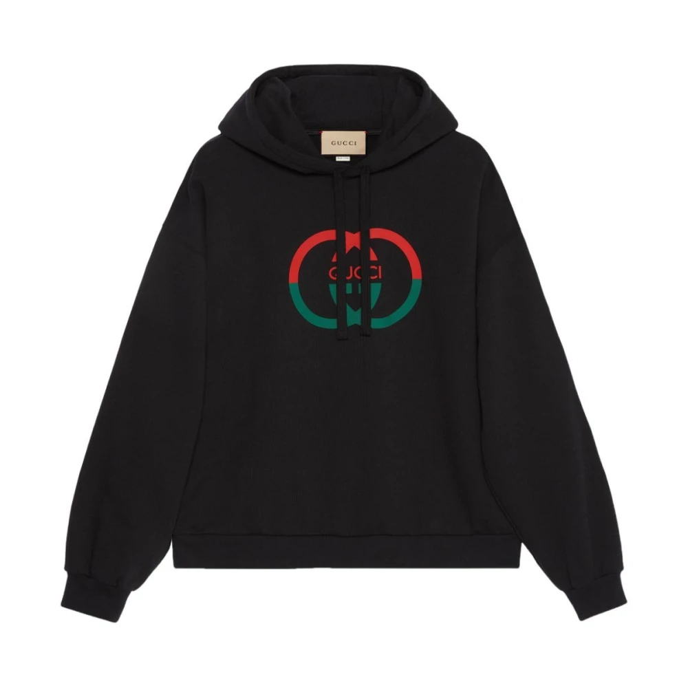 Gucci Hoodie met logo print Black Heren