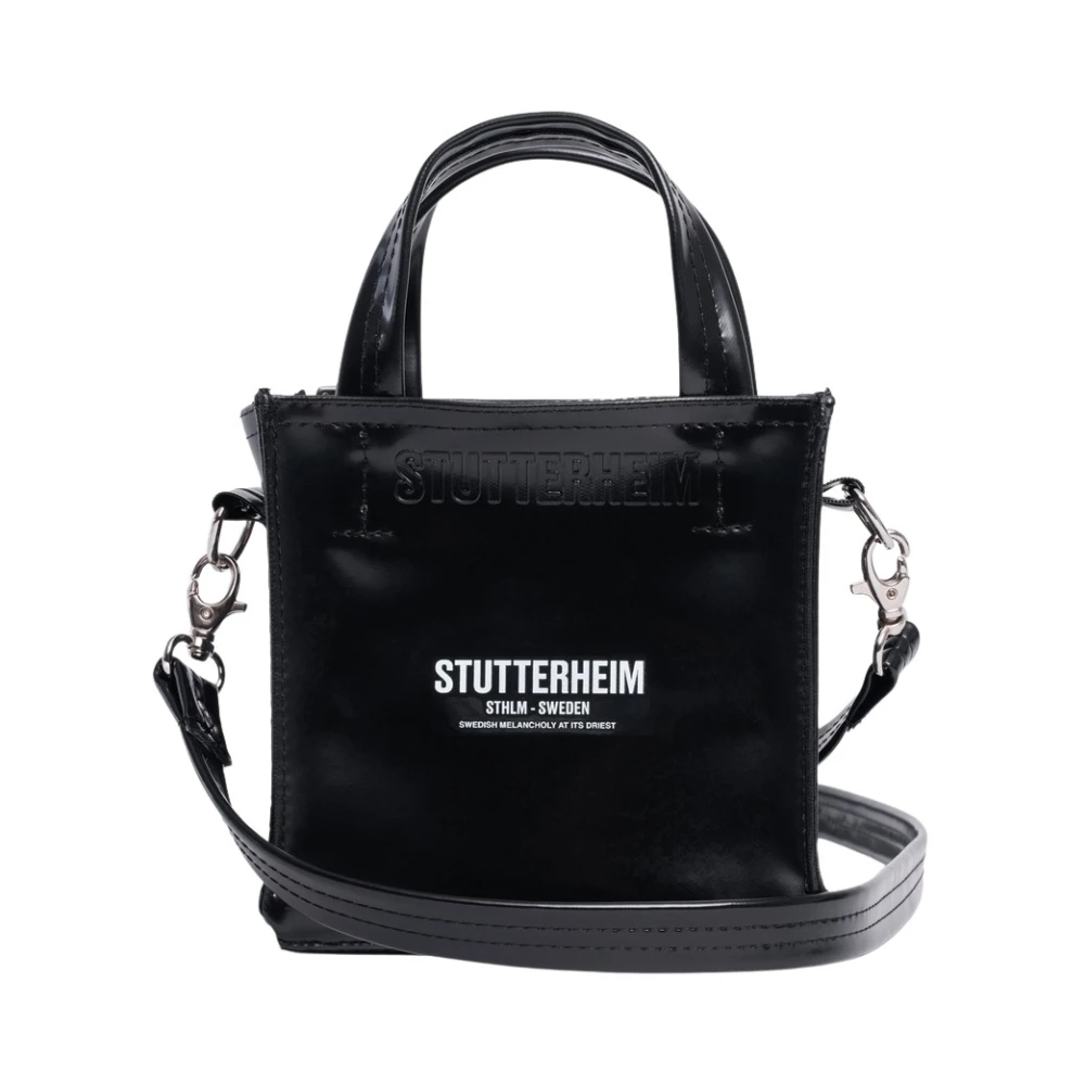 Stutterheim Mini Waterdichte Handtas met Metalen Rits Black Dames