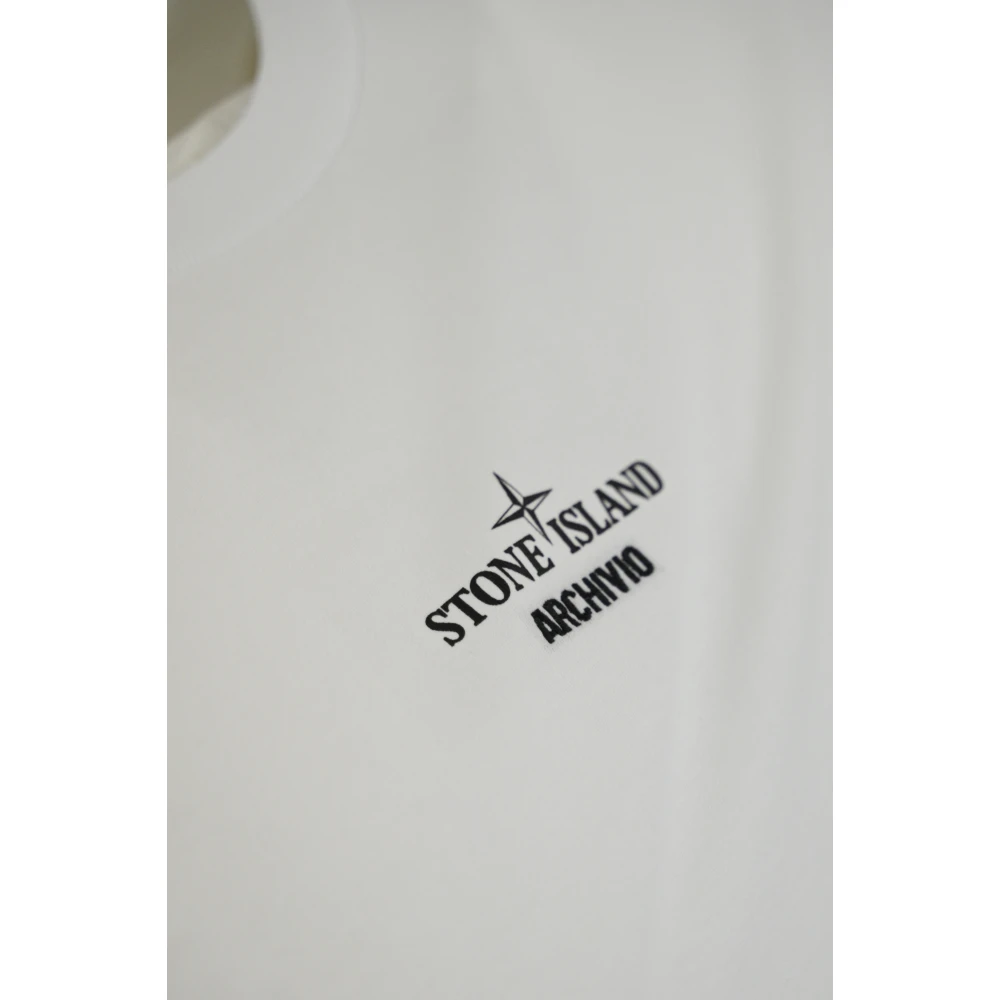 Stone Island Biologisch katoenen T-shirt met Archivio-print White Heren