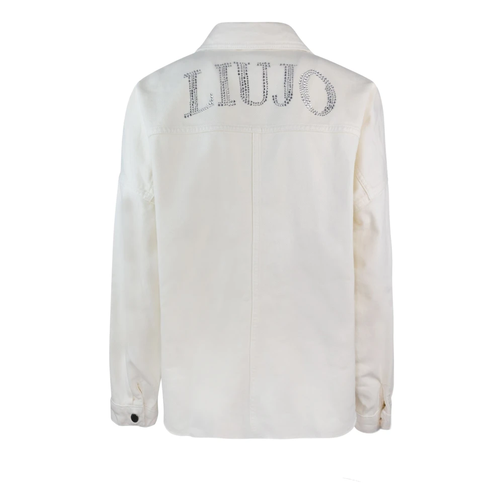 Liu Jo Witte Denim Overshirt Jack Franje Logo White Dames