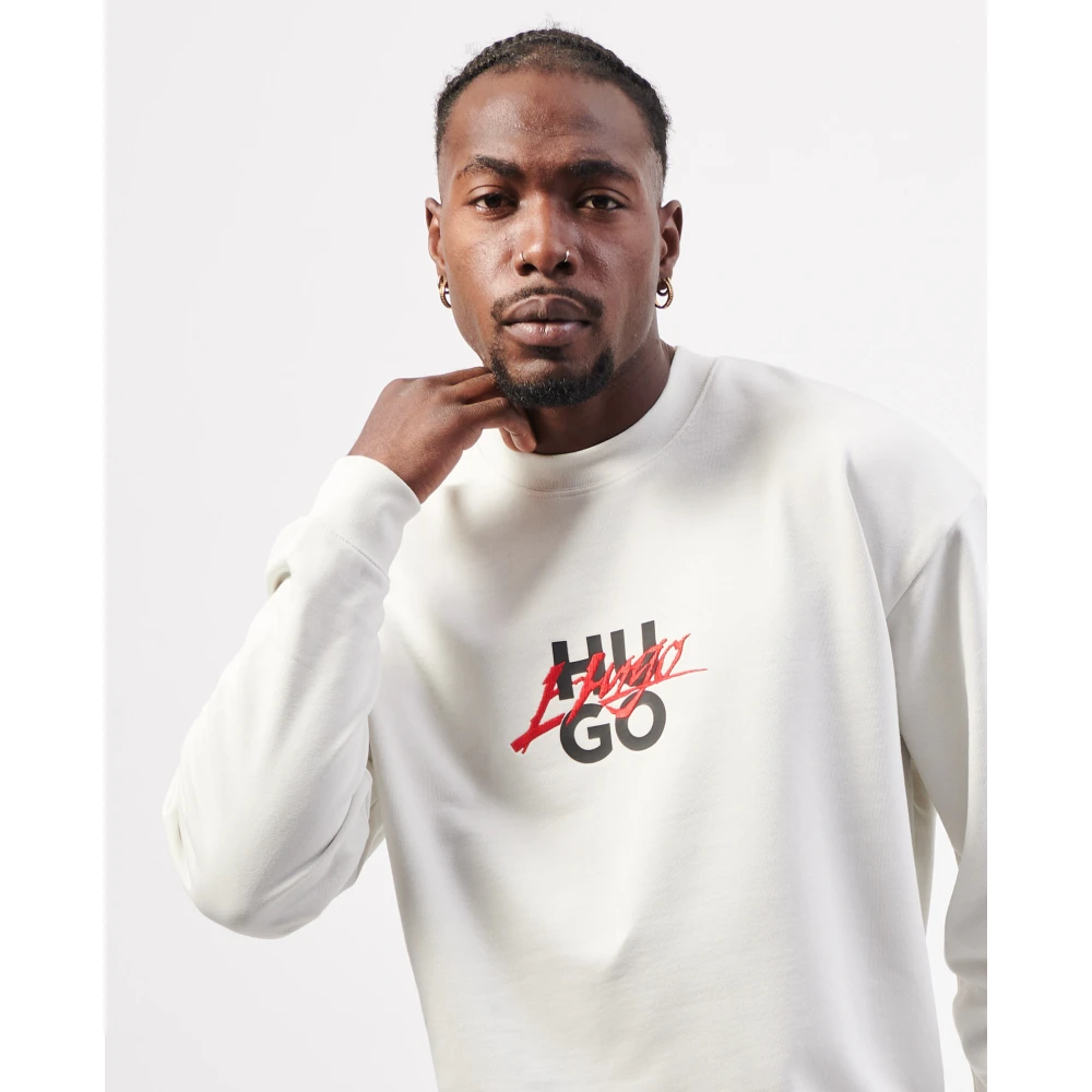 Hugo Boss Witte Sweater met Logoprint White Heren