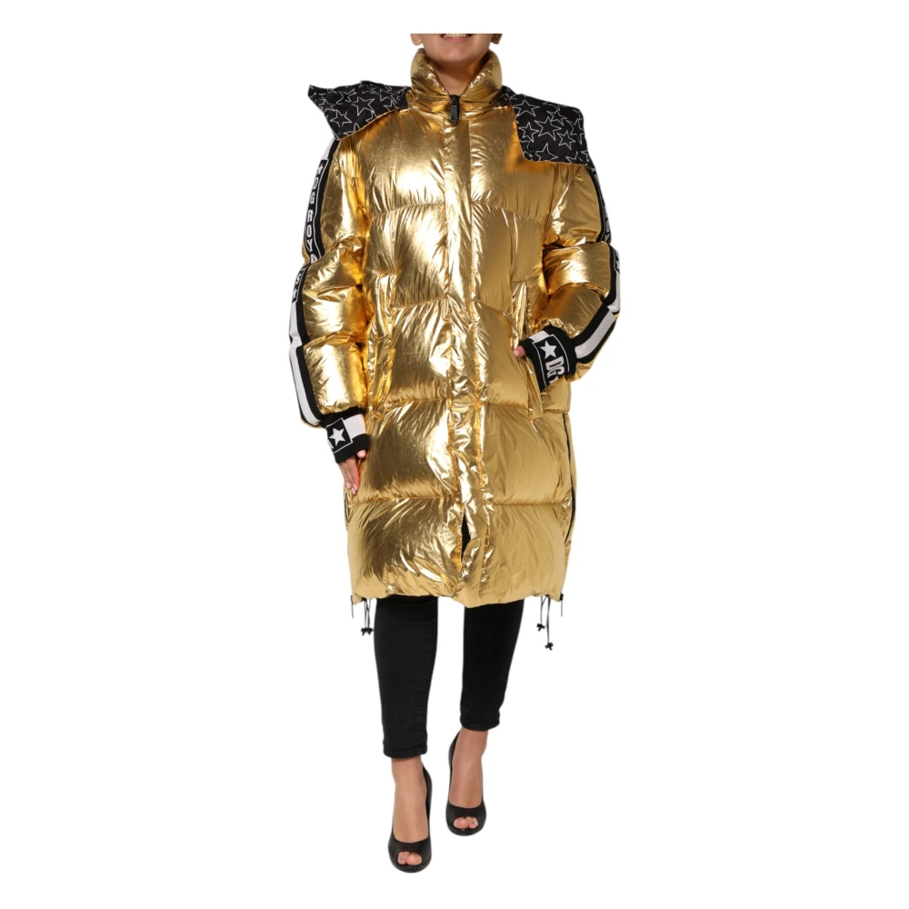 Dolce & Gabbana Women's Gold Hooded Puffer Jacket