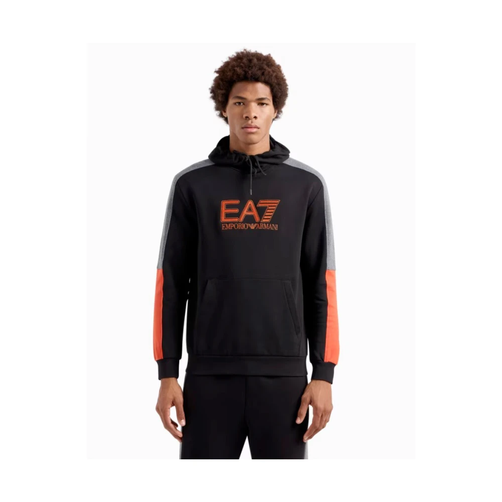 Emporio Armani EA7 Zwarte Sweater met Capuchon en Logo Black Heren