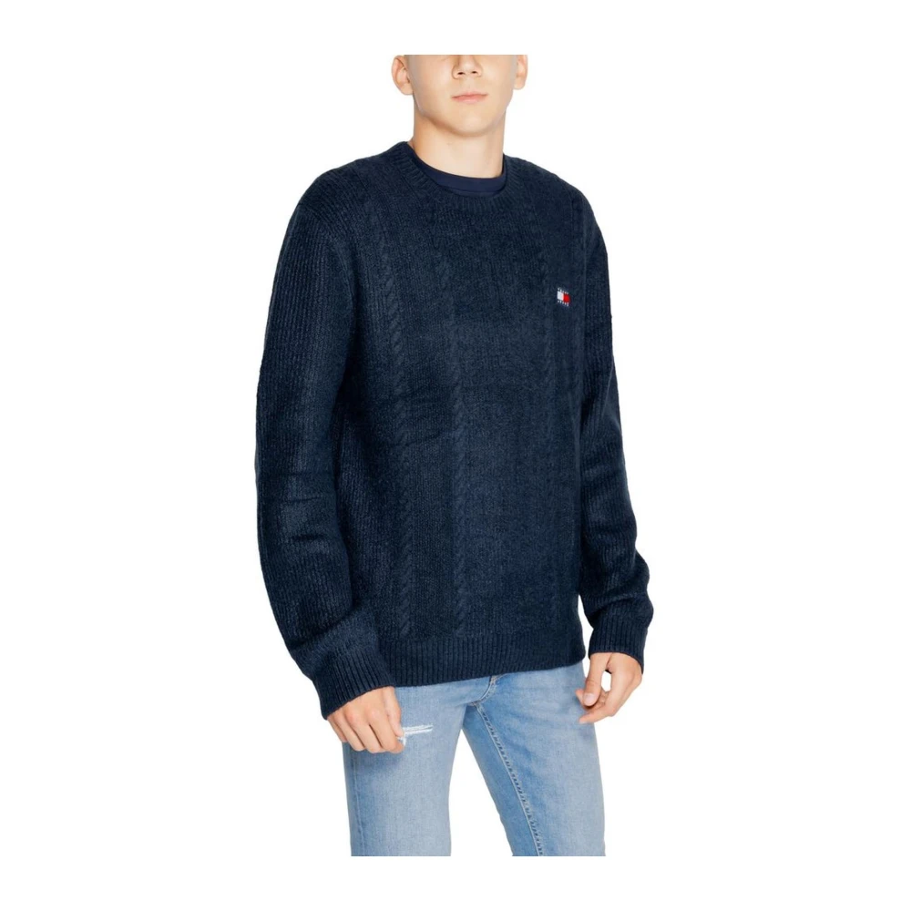 Tommy Jeans Blauwe Gebreide Trui Acryl Mix Blue Heren