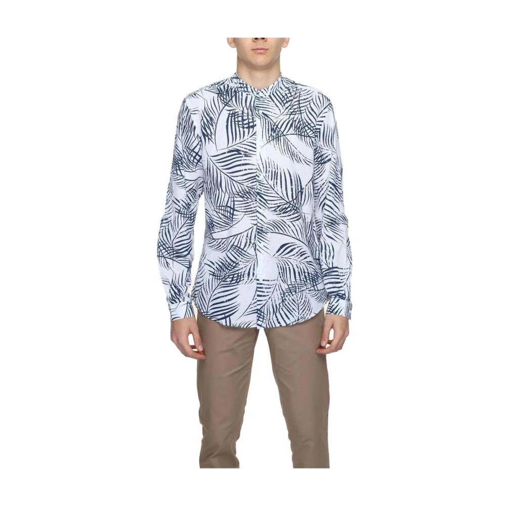 Antony Morato Men's Blue Casual Shirts, 2XL, Palm Print Casual Shirt