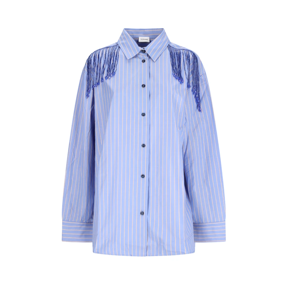 Andamane Women's Blue Miley Fringed Oversized Shirt - Shirts - Xs - Blouses & Shirts