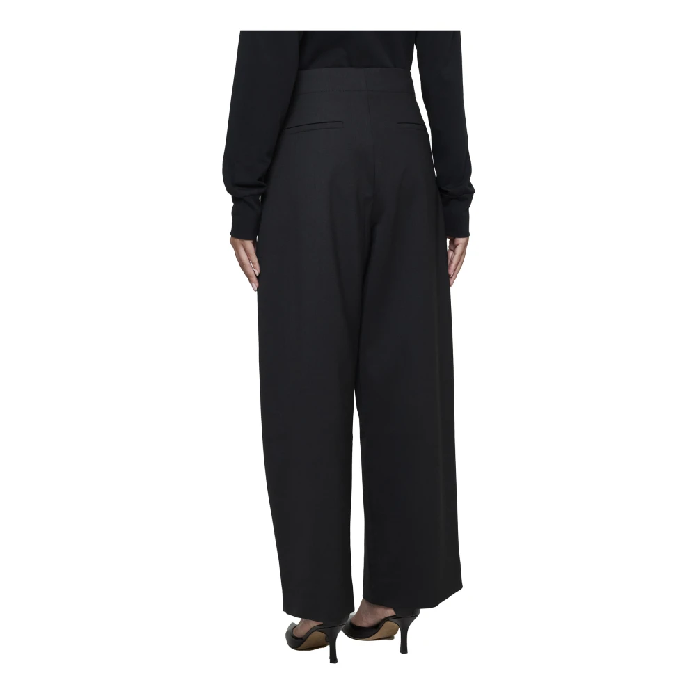 Studio Nicholson Zwarte Wijde Broek met Plooien Black Dames