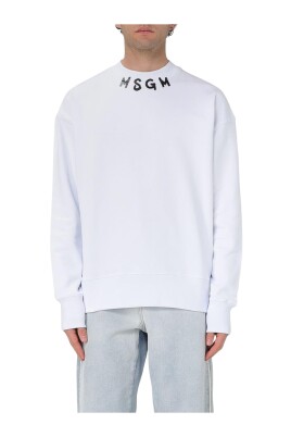 sweatshirt-blanc-a-col-rond-pour-homme