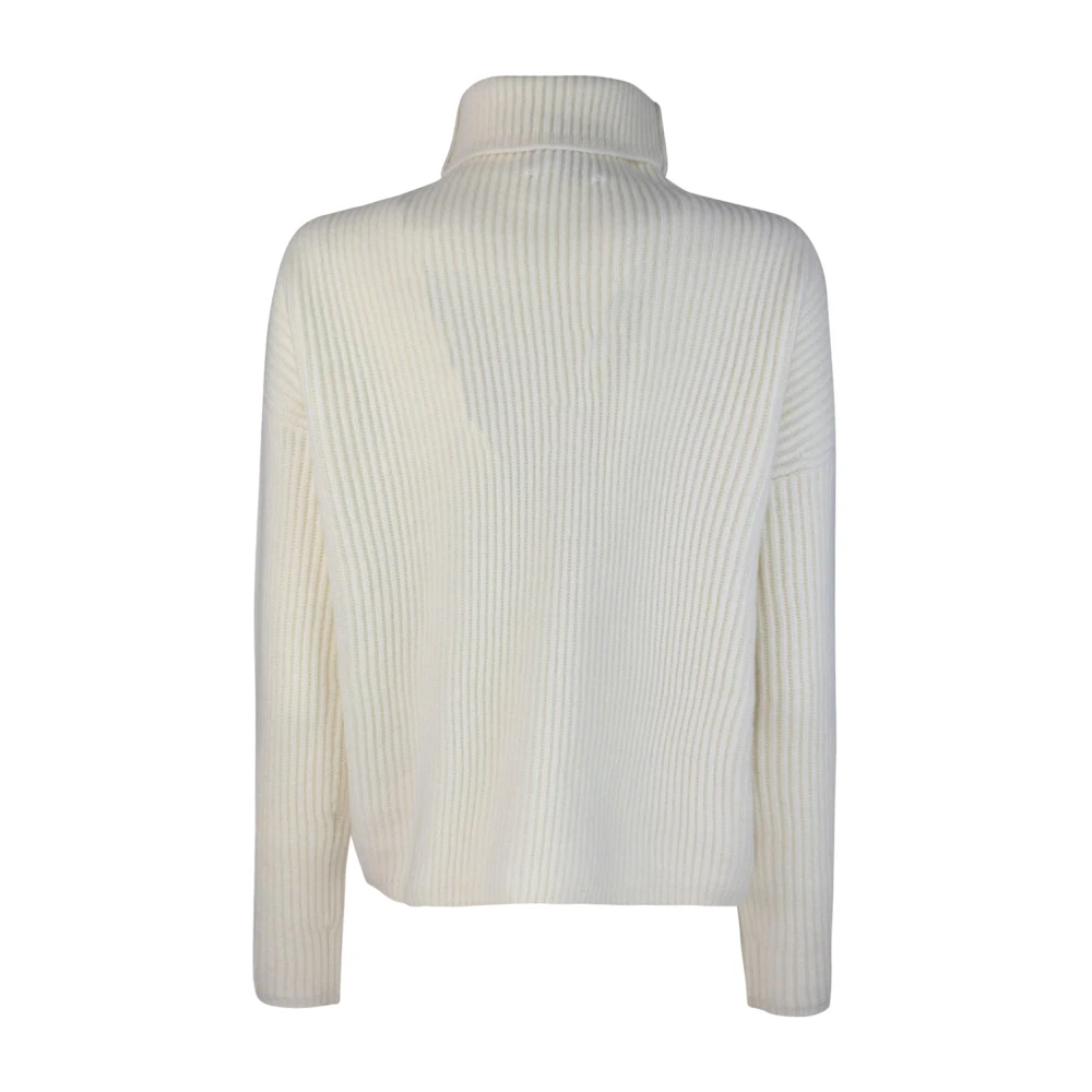 Max Mara Studio Hoge hals trui wit kasjmier wol White Dames