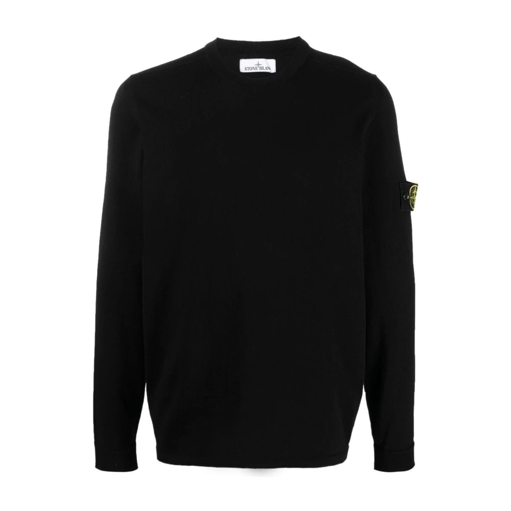 Stone Island Zwarte Katoenen Gebreide Trui Black Heren