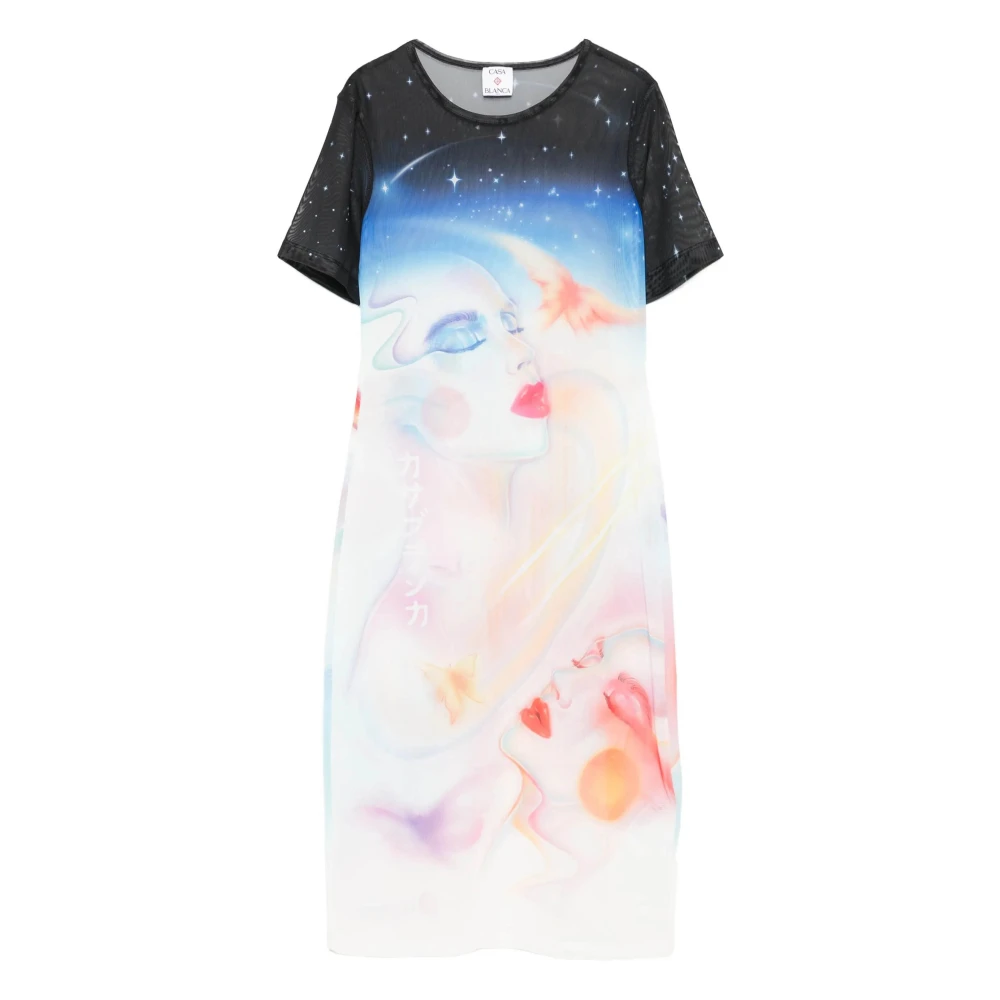 Casablanca Women's Blue Galactic Connection Mesh Dress
