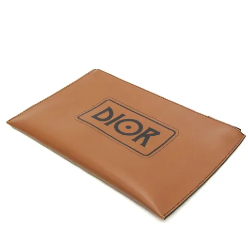 Dior Vintage Pre-owned Leather clutches Brown Dames