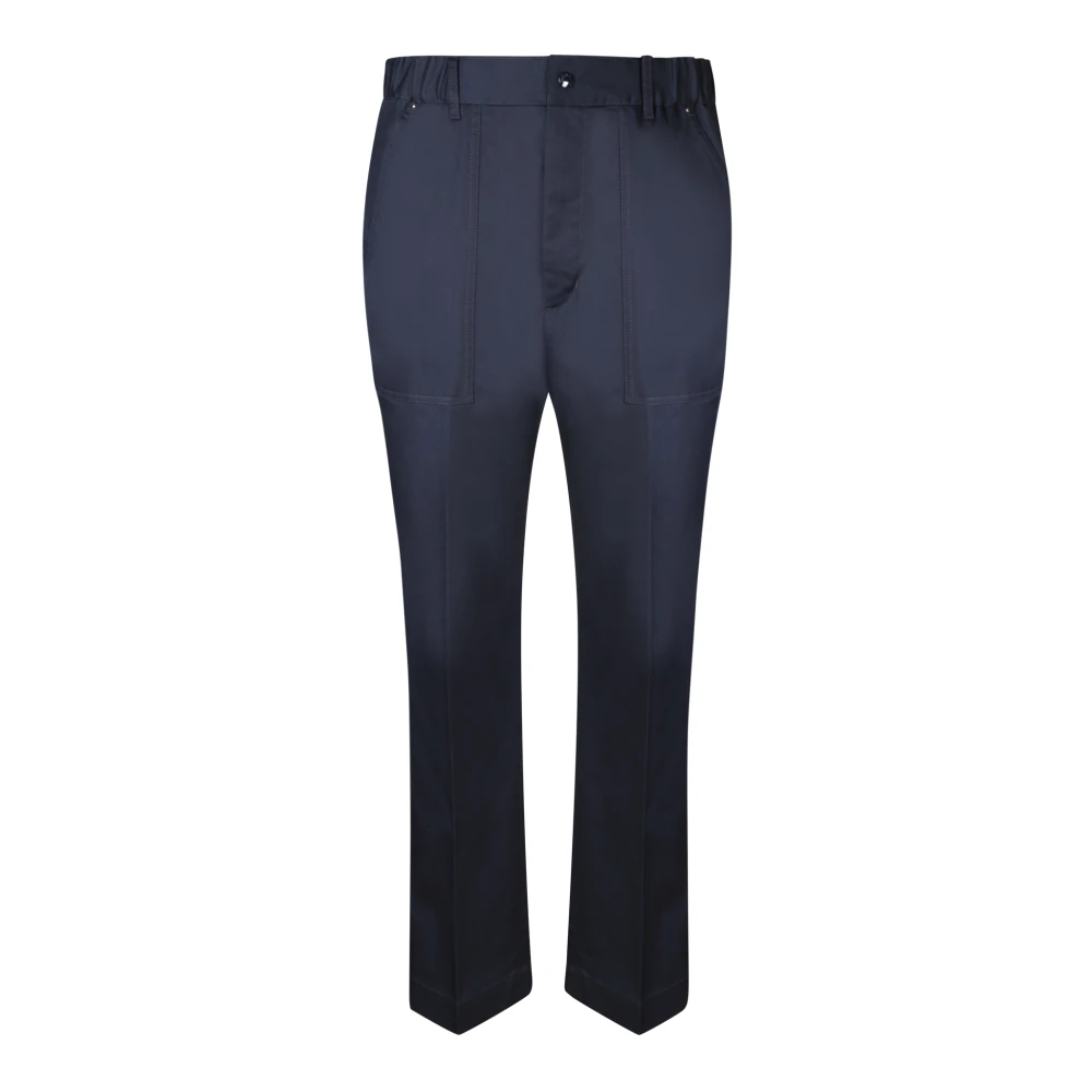 Moncler Blue Elastic Waistband Chino Trousers - Male - Chinos - L - Trousers