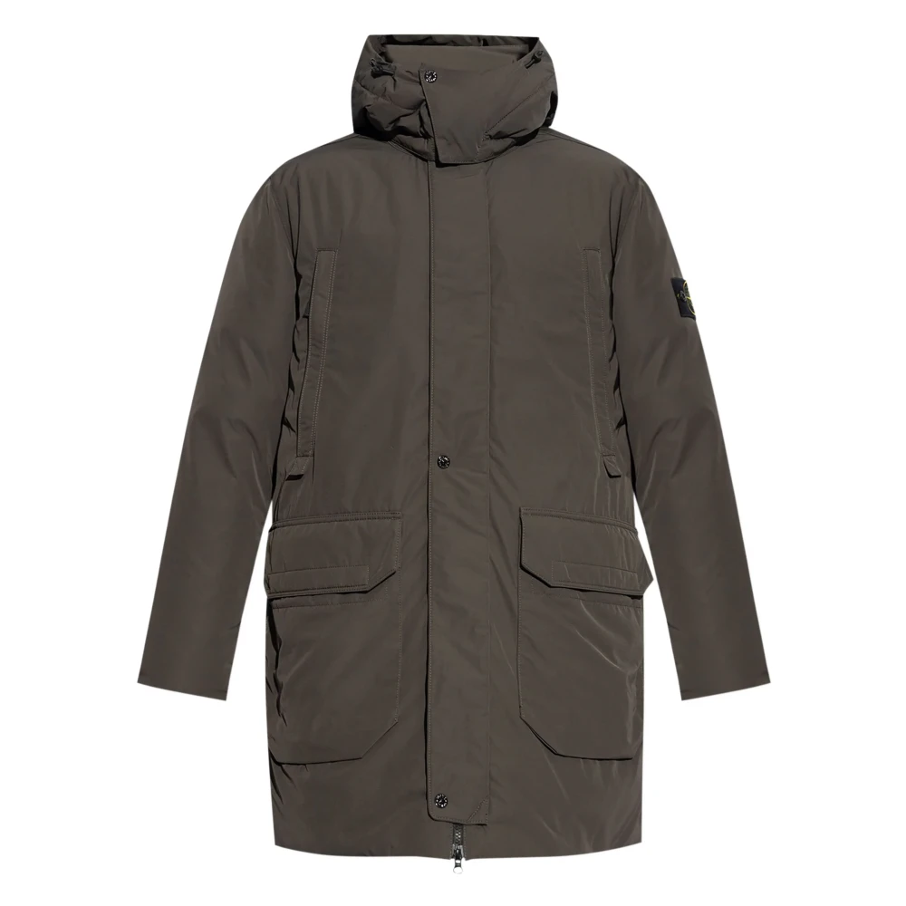 Stone Island Grijze Donsjas met Afneembare Capuchon Gray Heren