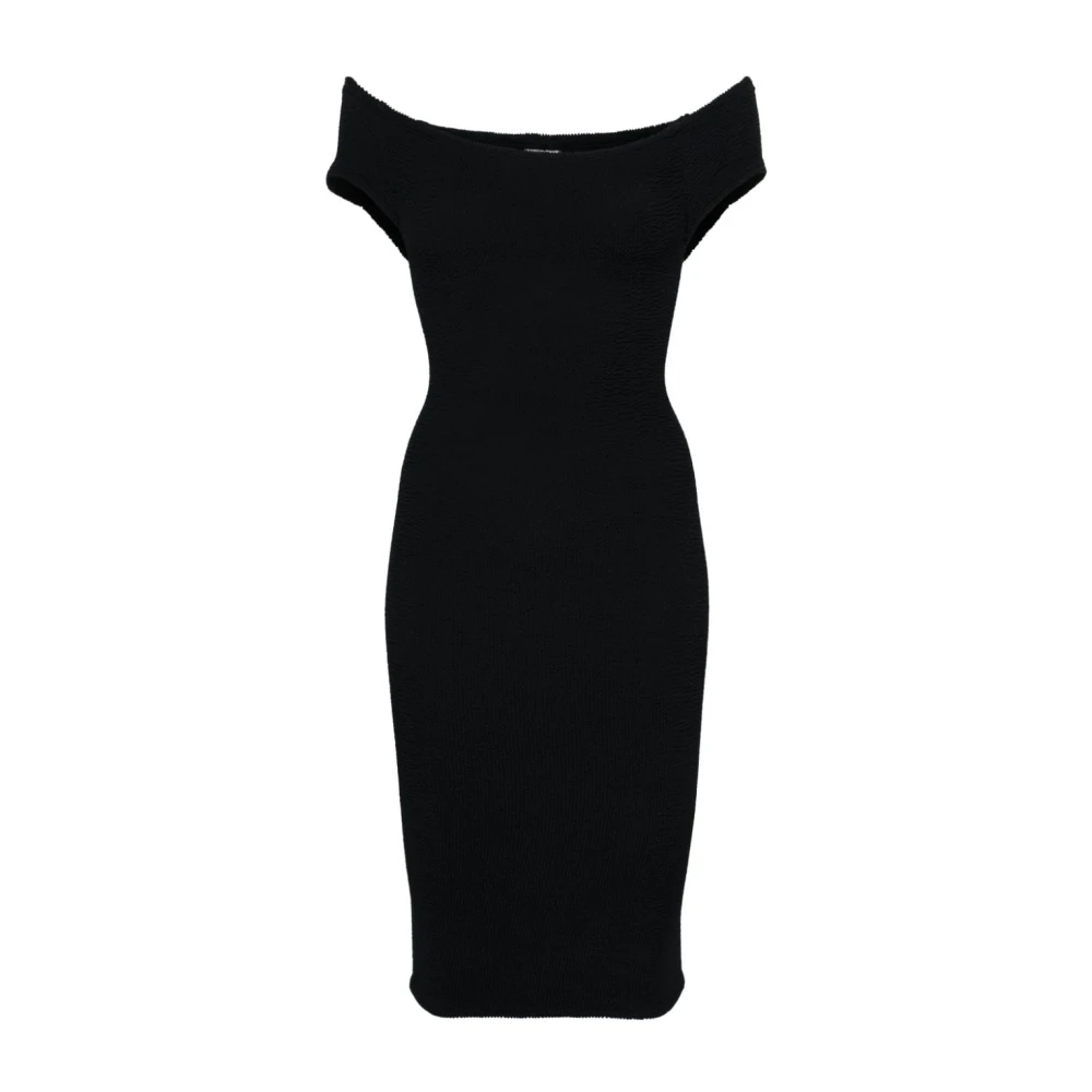 Hunza G Zwarte Grace Off-Shoulder Jurk Black Dames