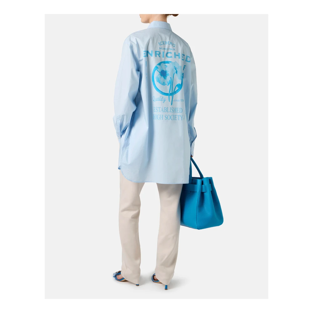 Iceberg Lichtblauwe over-fit katoenen popeline overhemd Blue Dames