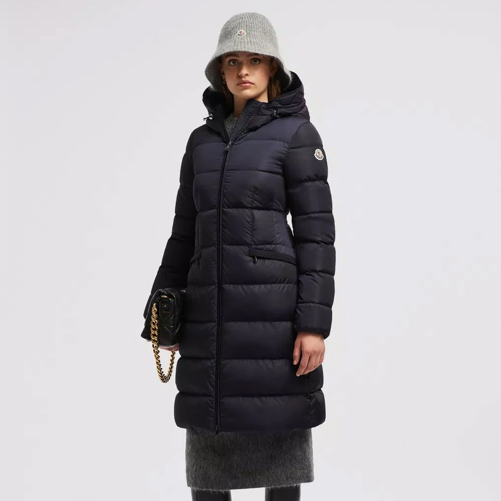 Moncler Navyblauwe Avocette Lange Donsjas Blue Dames