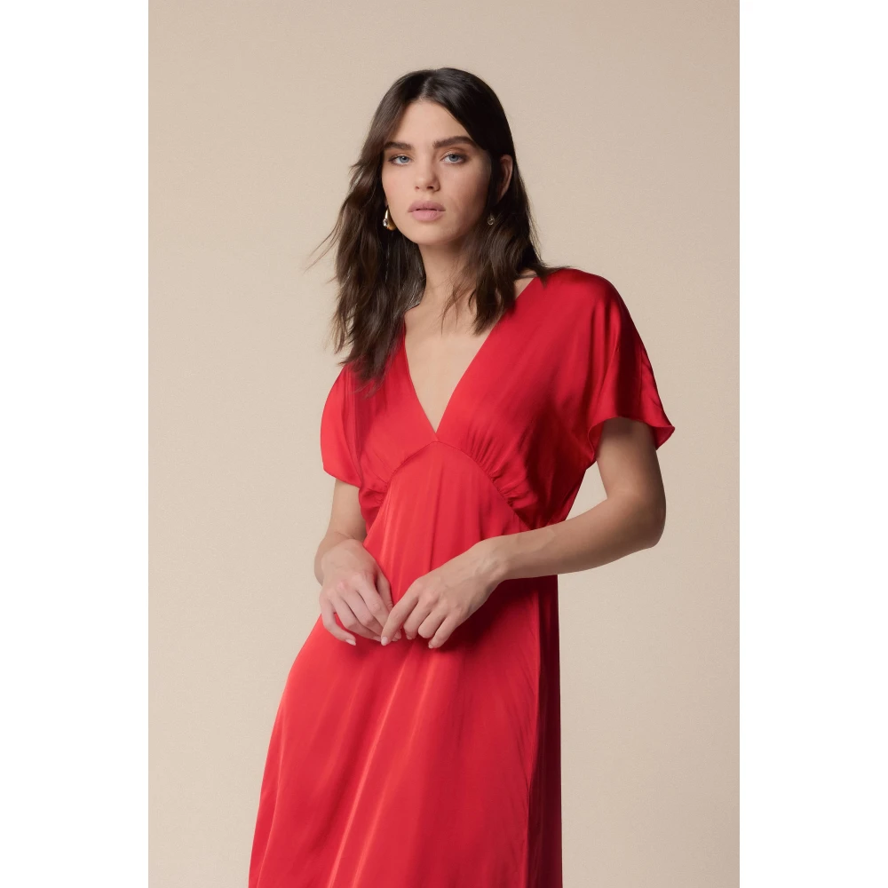 Kocca Stijlvolle Lange Jurk Minimalistische Stijl Red Dames